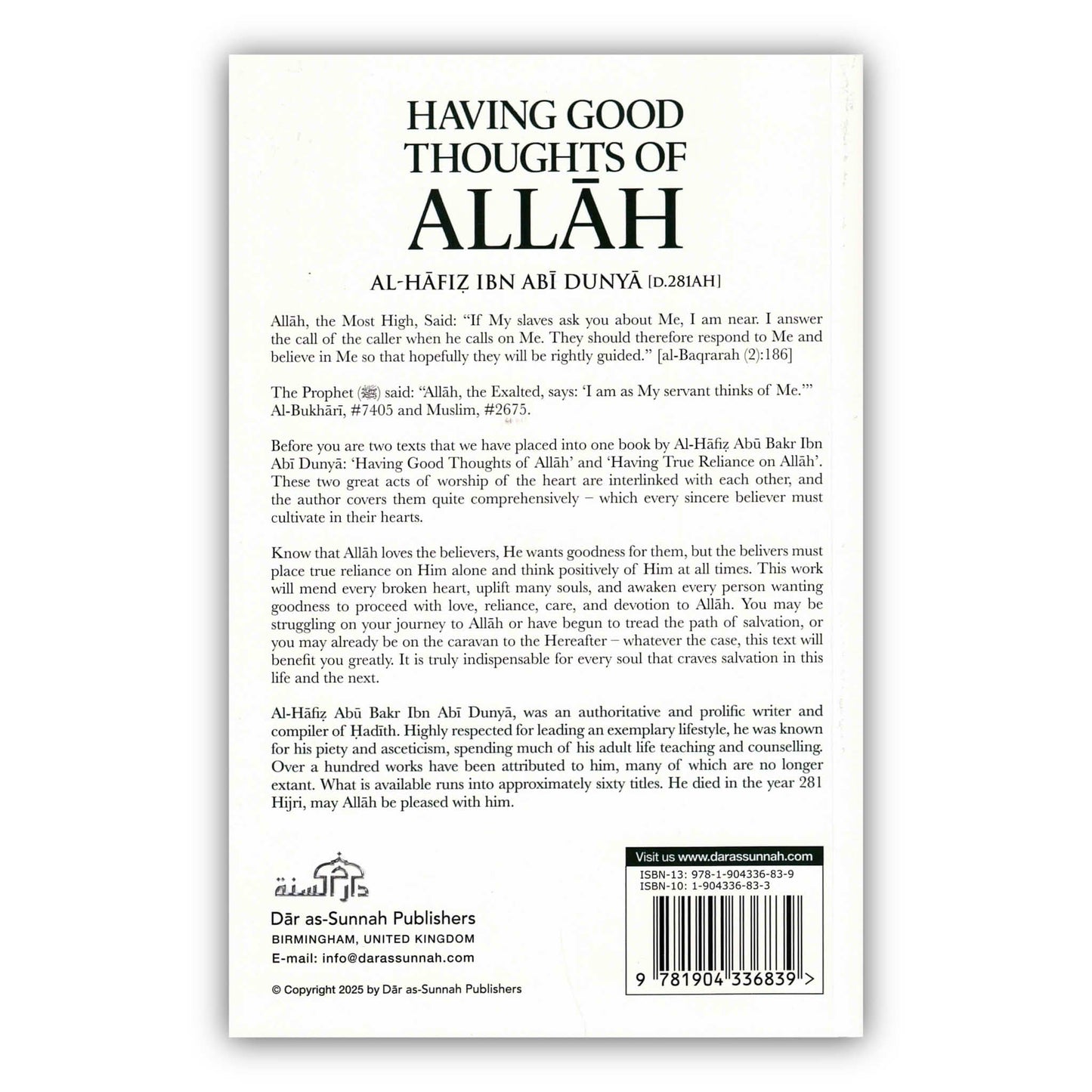 Having Good Thoughts of Allah by Al-Hafiz Ibn Abi Dunya